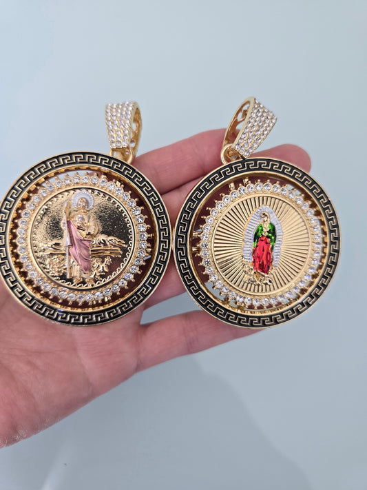 Moneda colgante giratorio virgen de Guadalupe y San judas tadeo